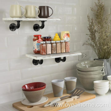 Wall Mounted Bathroom Storage Shelf with Iron Pipe